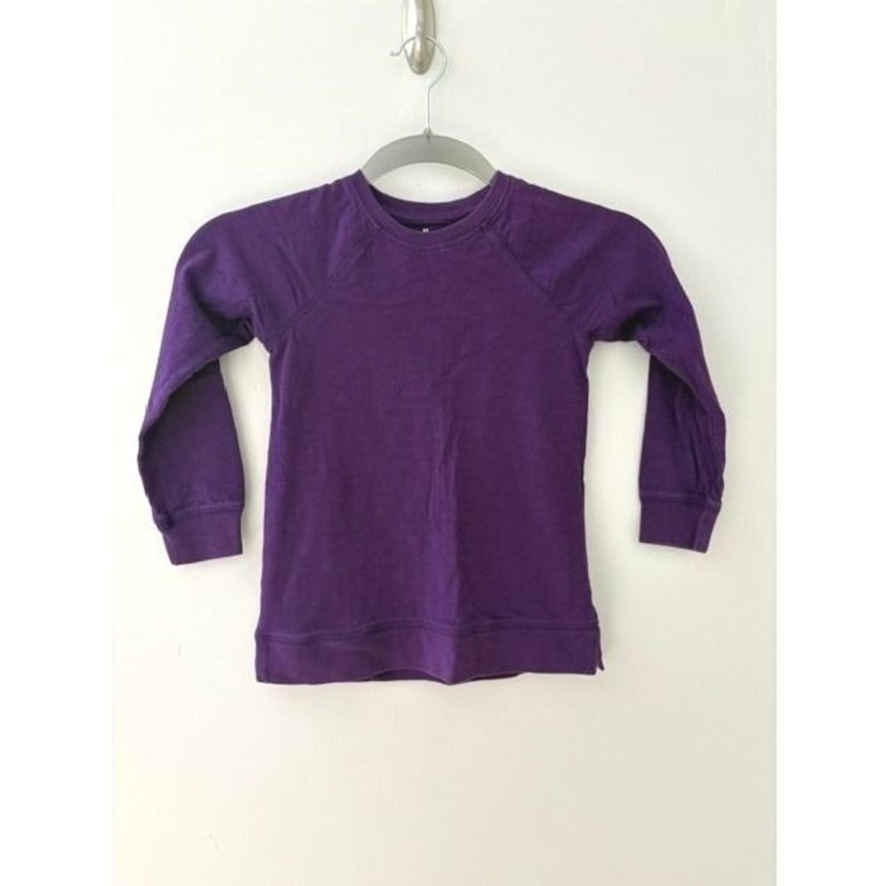 Primary Kids Grape Purple Long Sleeve Slub Cotton Raglan Tee Size 4-5